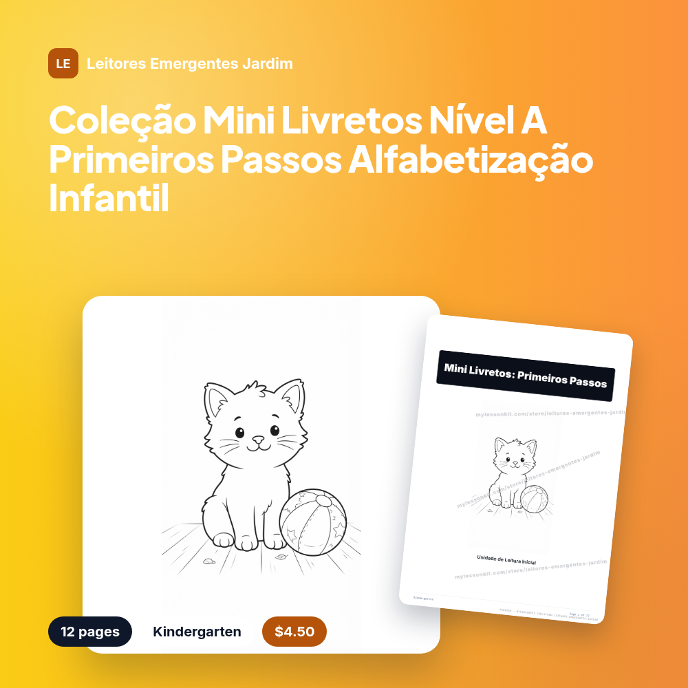 Coleção Mini Livretos Nível A Primeiros Passos Alfabetização Infantil