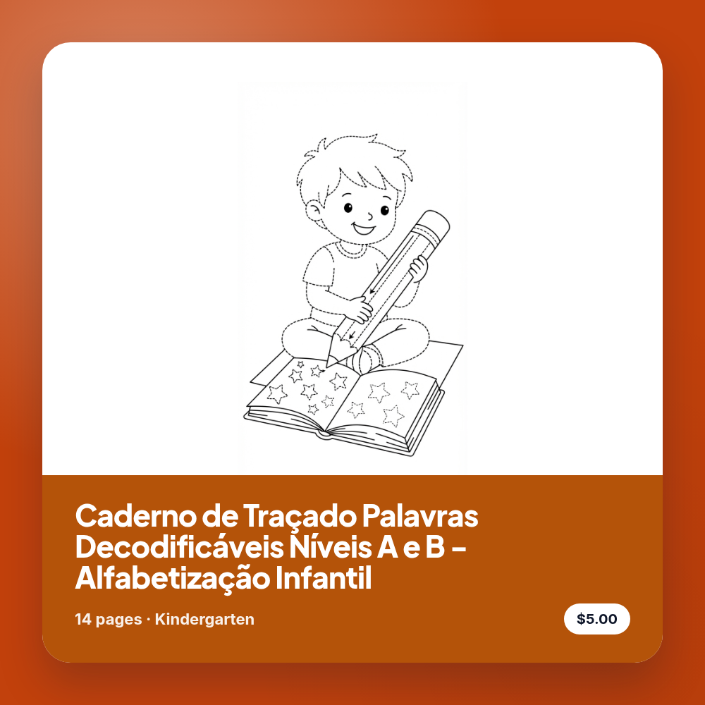 Caderno de Traçado Palavras Decodificáveis Níveis A e B - Alfabetização Infantil