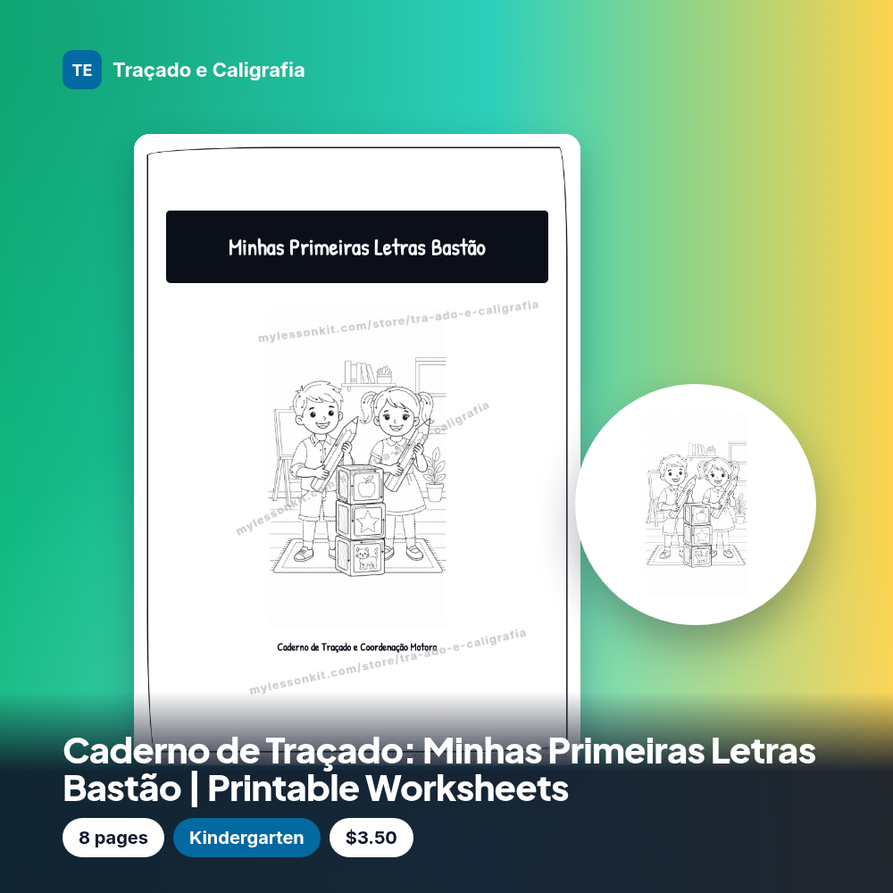 Caderno de Traçado: Minhas Primeiras Letras Bastão | Printable Worksheets