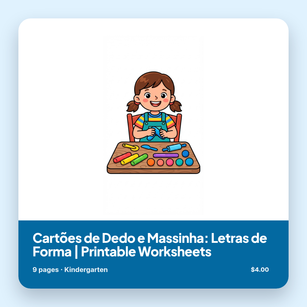 Cartões de Dedo e Massinha: Letras de Forma | Printable Worksheets
