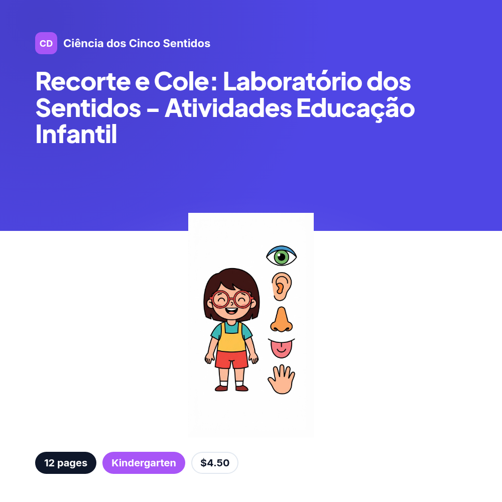 Recorte e Cole: Laboratório dos Sentidos - Atividades Educação Infantil