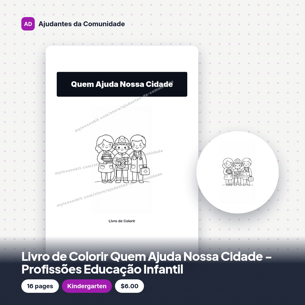 Livro de Colorir Quem Ajuda Nossa Cidade - Profissões Educação Infantil