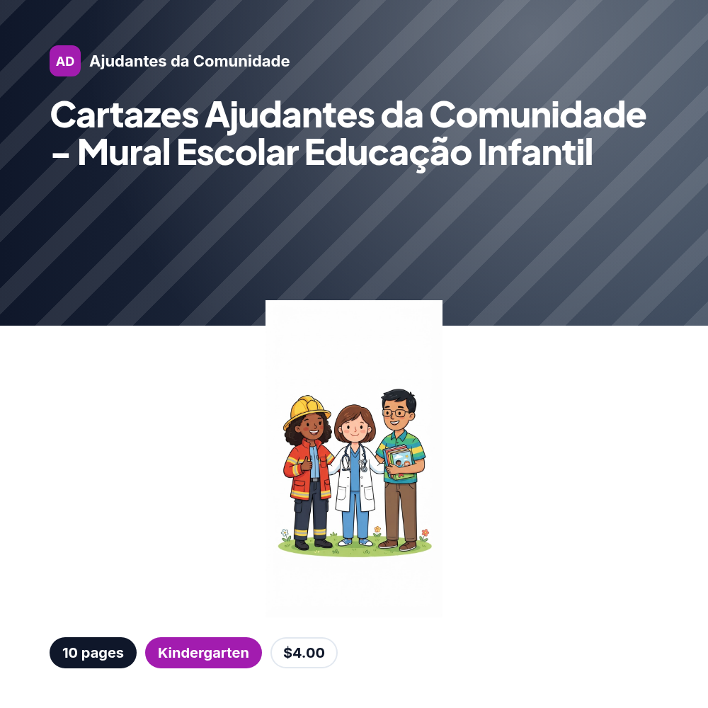 Cartazes Ajudantes da Comunidade - Mural Escolar Educação Infantil