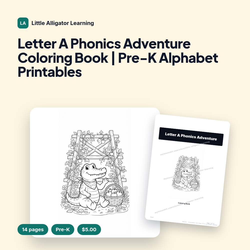 Letter A Phonics Adventure Coloring Book | Pre-K Alphabet Printables