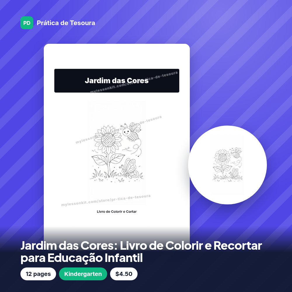 Jardim das Cores: Livro de Colorir e Recortar para Educação Infantil