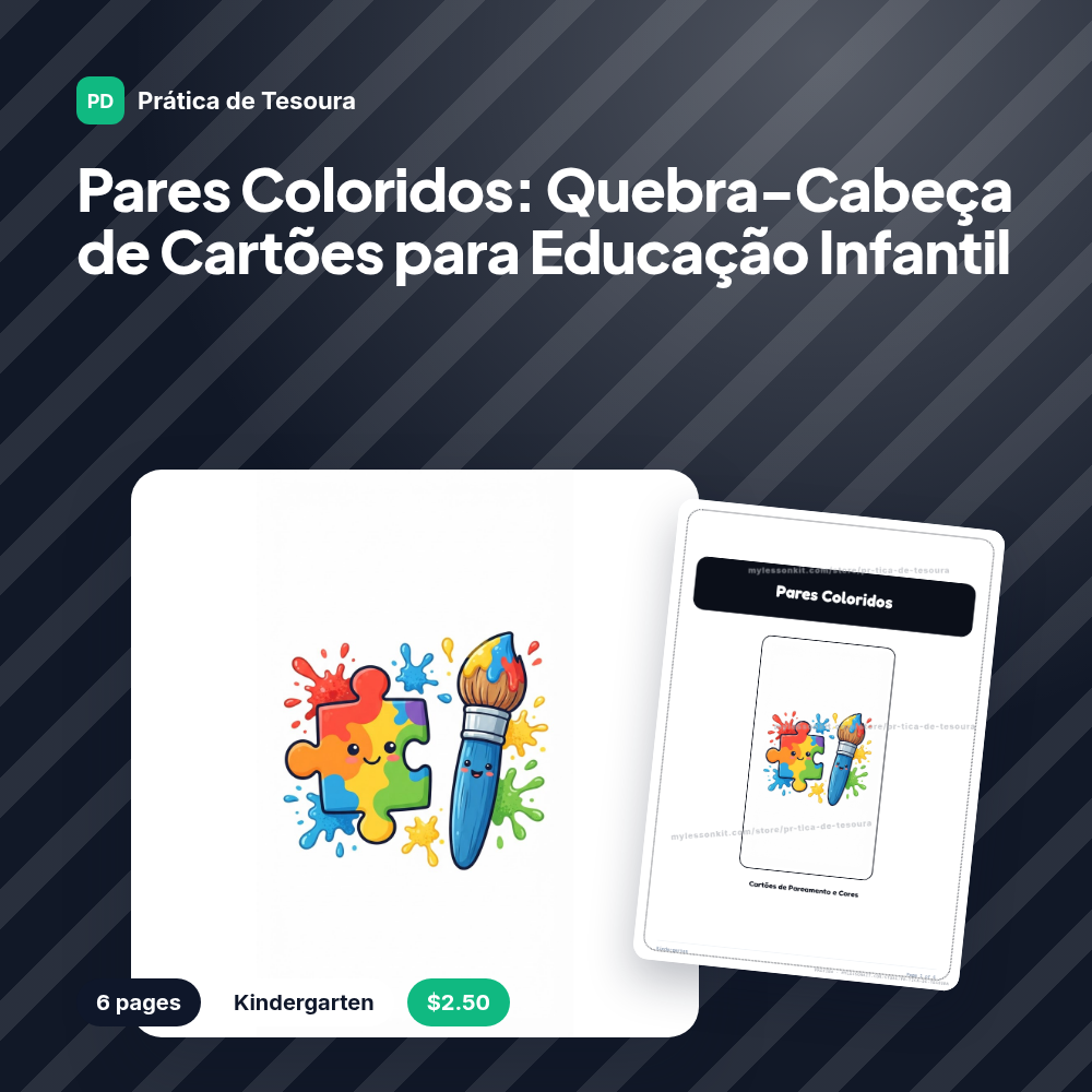 Pares Coloridos: Quebra-Cabeça de Cartões para Educação Infantil