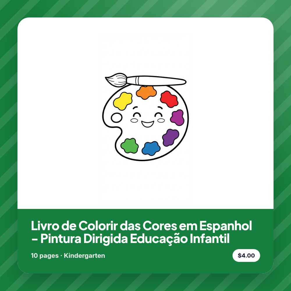 Livro de Colorir das Cores em Espanhol - Pintura Dirigida Educação Infantil