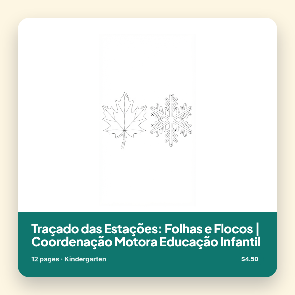 Traçado das Estações: Folhas e Flocos | Coordenação Motora Educação Infantil