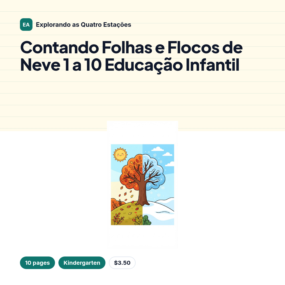 Contando Folhas e Flocos de Neve 1 a 10 Educação Infantil