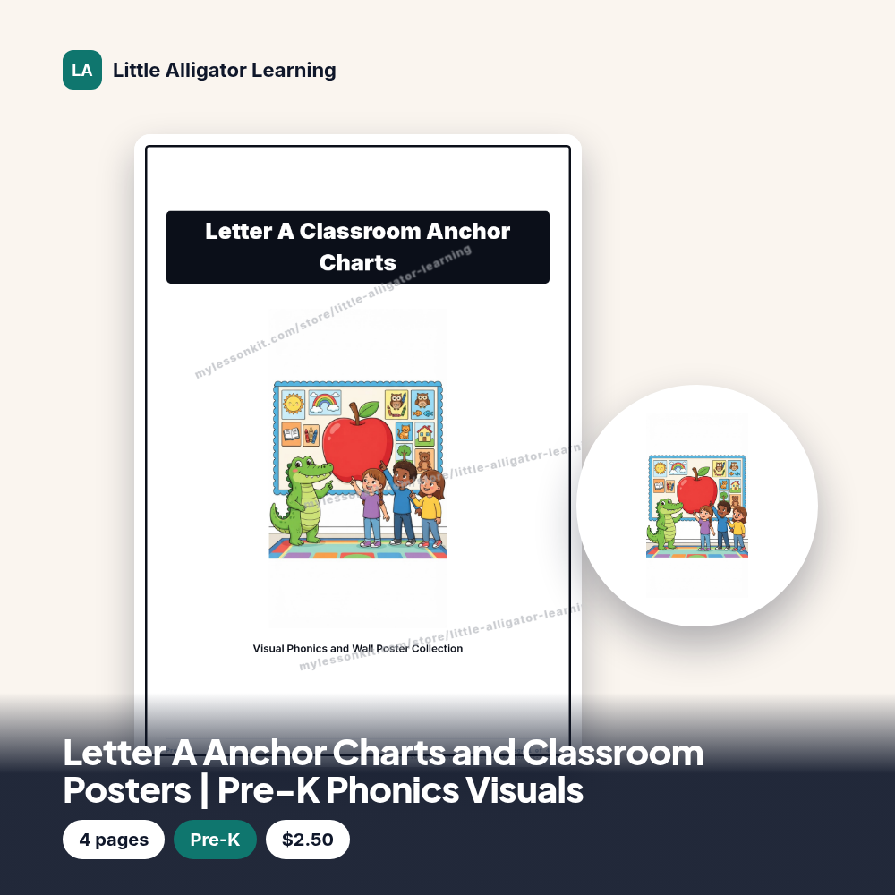 Letter A Anchor Charts and Classroom Posters | Pre-K Phonics Visuals