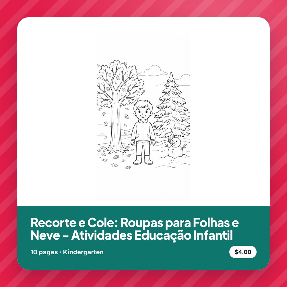 Recorte e Cole: Roupas para Folhas e Neve - Atividades Educação Infantil