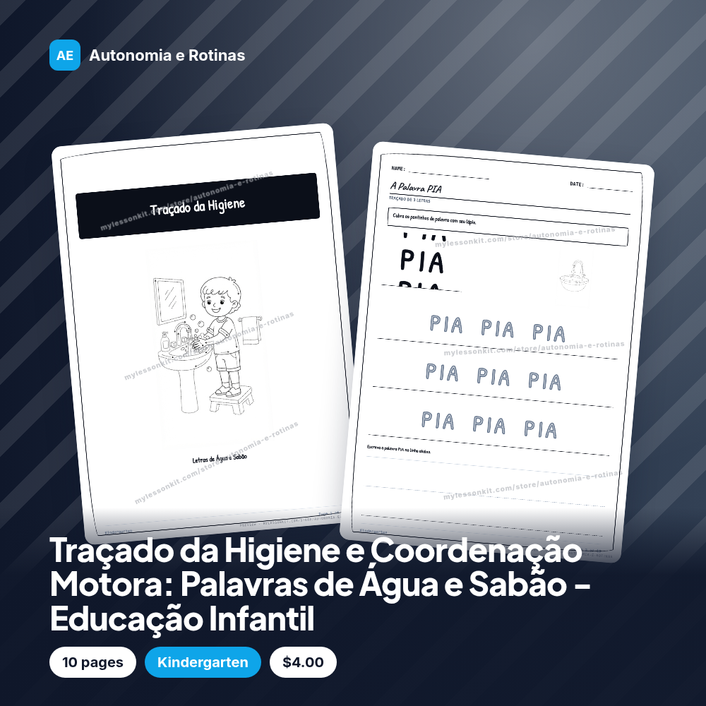 Traçado da Higiene e Coordenação Motora: Palavras de Água e Sabão - Educação Infantil