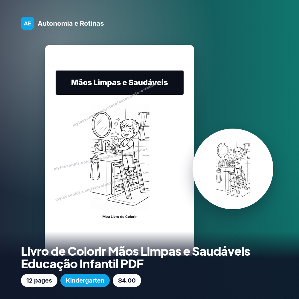 Livro de Colorir Mãos Limpas e Saudáveis Educação Infantil PDF
