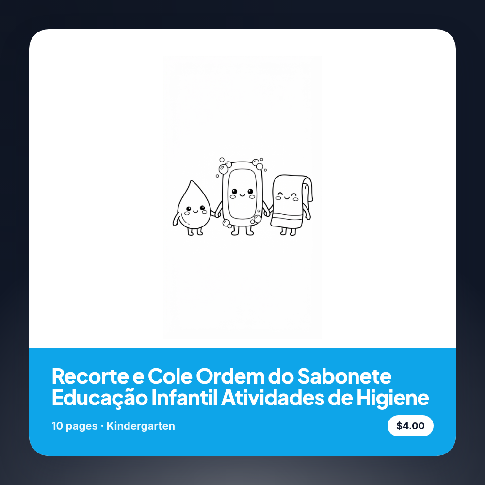 Recorte e Cole Ordem do Sabonete Educação Infantil Atividades de Higiene