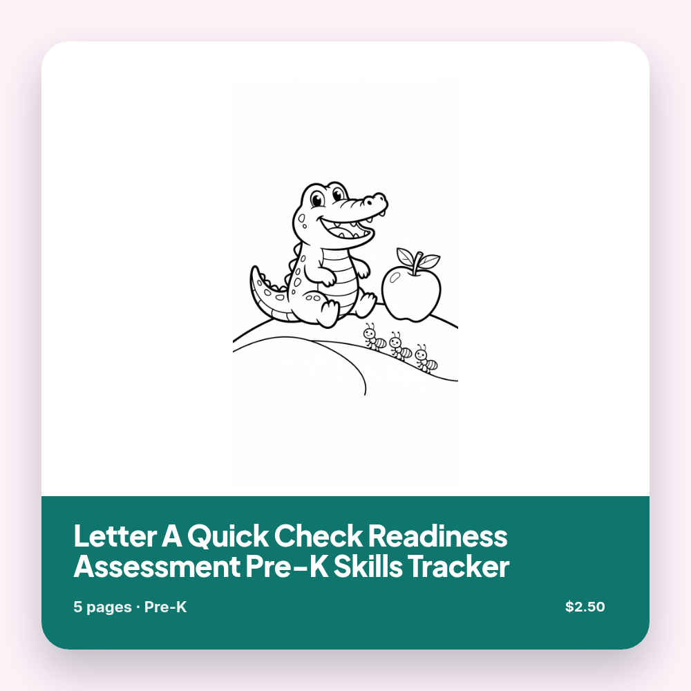 Letter A Quick Check Readiness Assessment Pre-K Skills Tracker