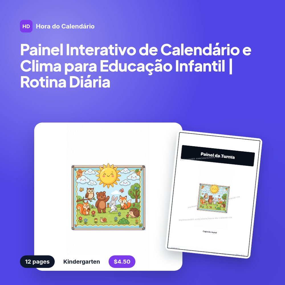 Painel Interativo de Calendário e Clima para Educação Infantil | Rotina Diária