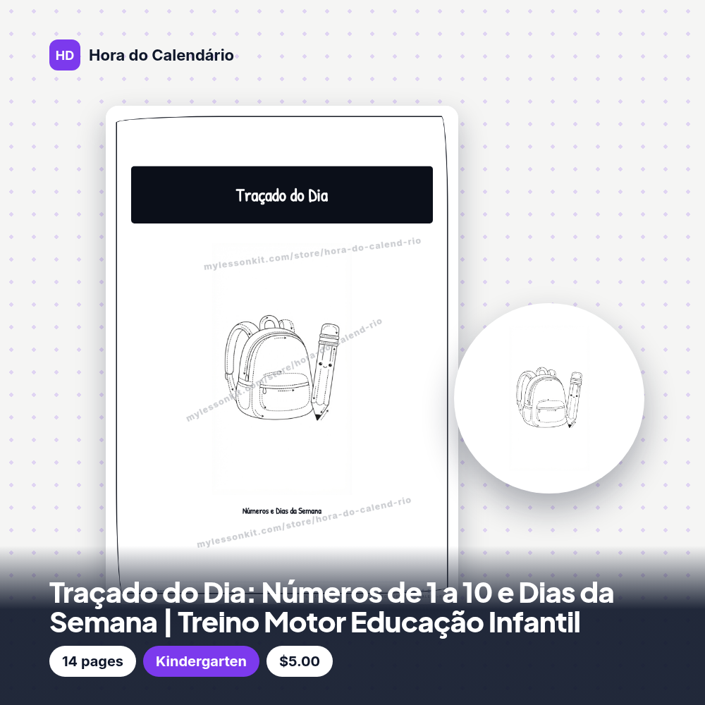 Traçado do Dia: Números de 1 a 10 e Dias da Semana | Treino Motor Educação Infantil