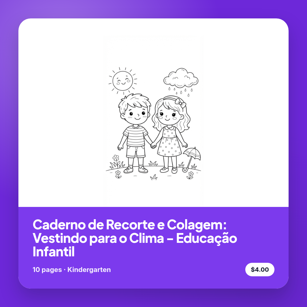 Caderno de Recorte e Colagem: Vestindo para o Clima - Educação Infantil