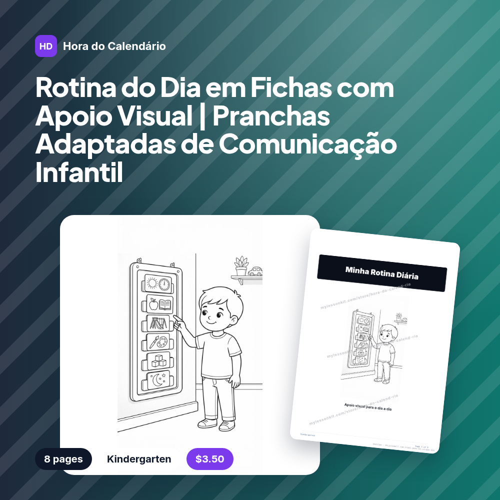Rotina do Dia em Fichas com Apoio Visual | Pranchas Adaptadas de Comunicação Infantil