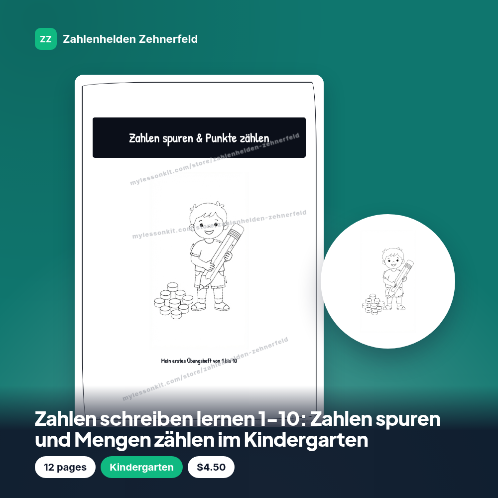 Zahlen schreiben lernen 1-10: Zahlen spuren und Mengen zählen im Kindergarten