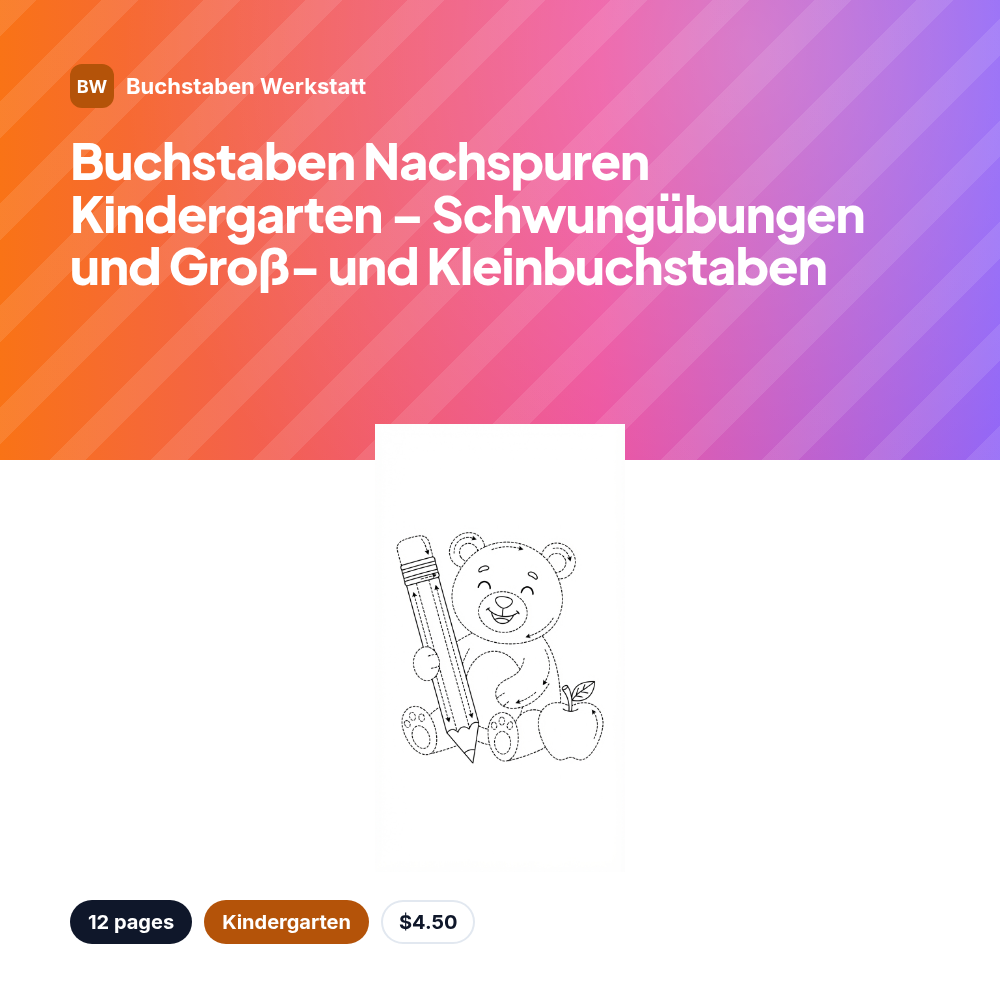 Buchstaben Nachspuren Kindergarten – Schwungübungen und Groß- und Kleinbuchstaben