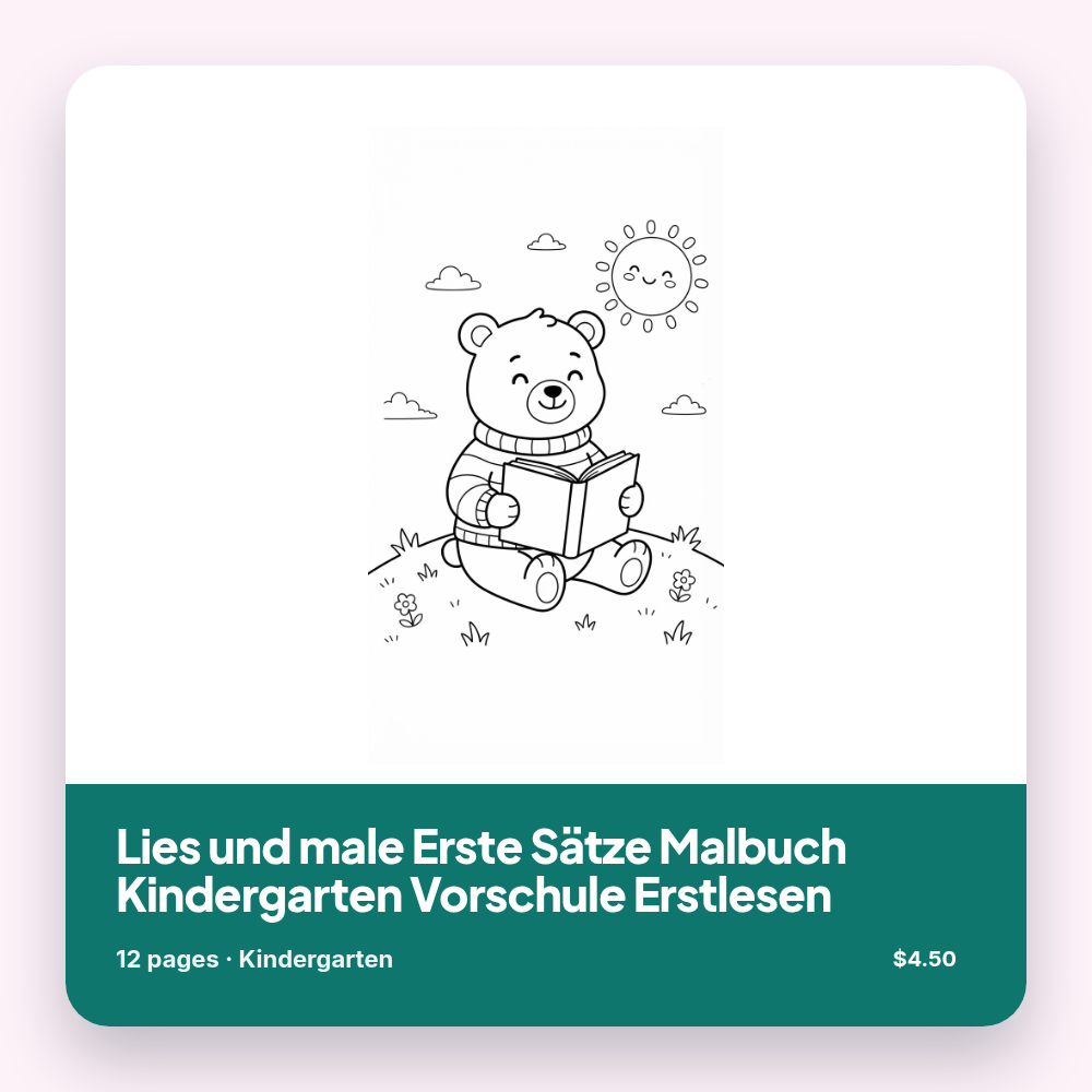Lies und male Erste Sätze Malbuch Kindergarten Vorschule Erstlesen