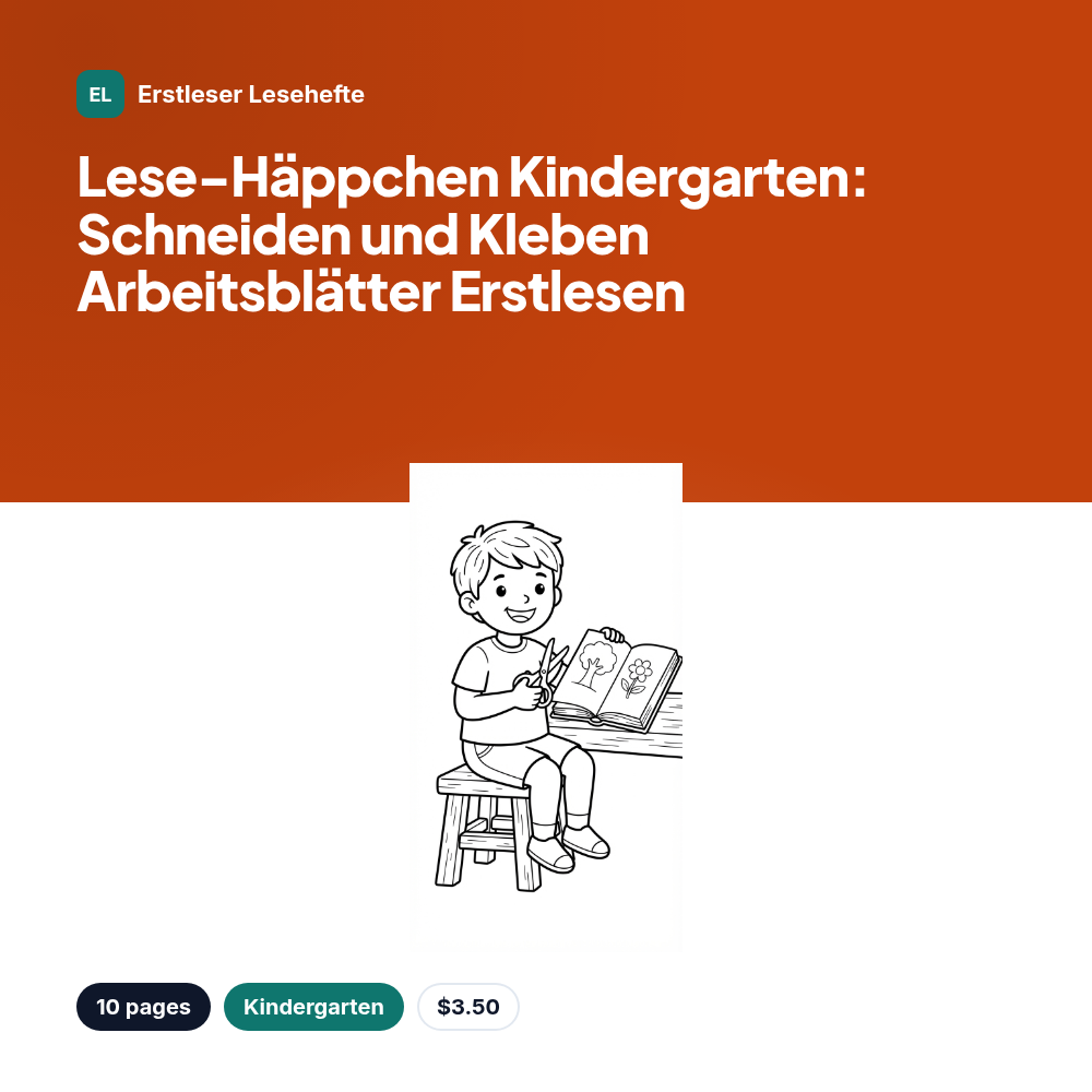 Lese-Häppchen Kindergarten: Schneiden und Kleben Arbeitsblätter Erstlesen