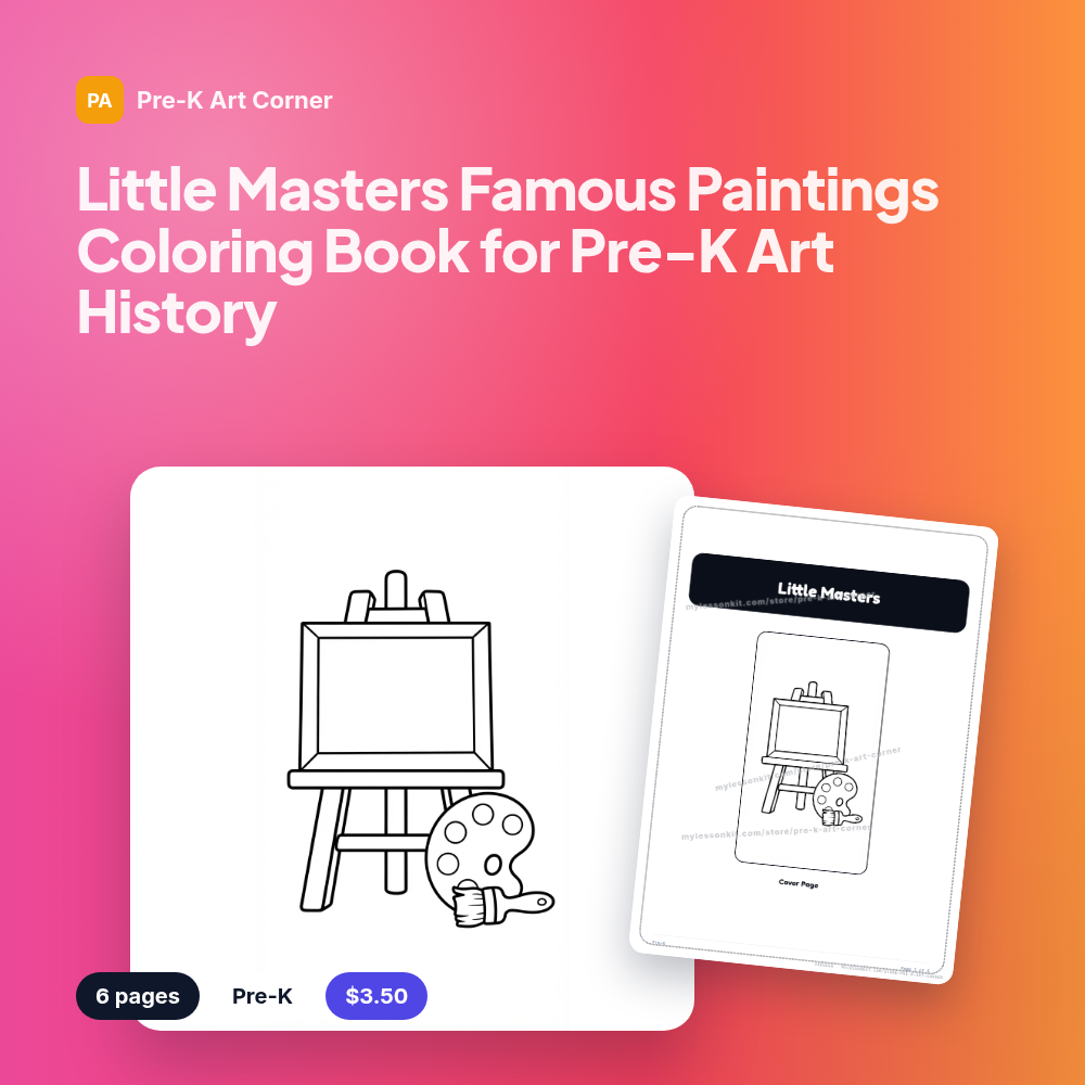 Little Masters Famous Paintings Coloring Book for Pre-K Art History
