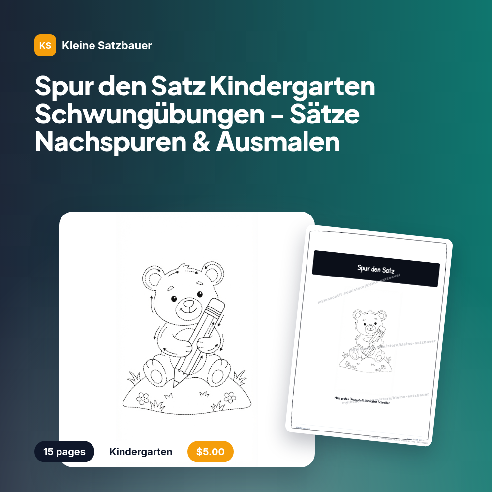 Spur den Satz Kindergarten Schwungübungen - Sätze Nachspuren & Ausmalen