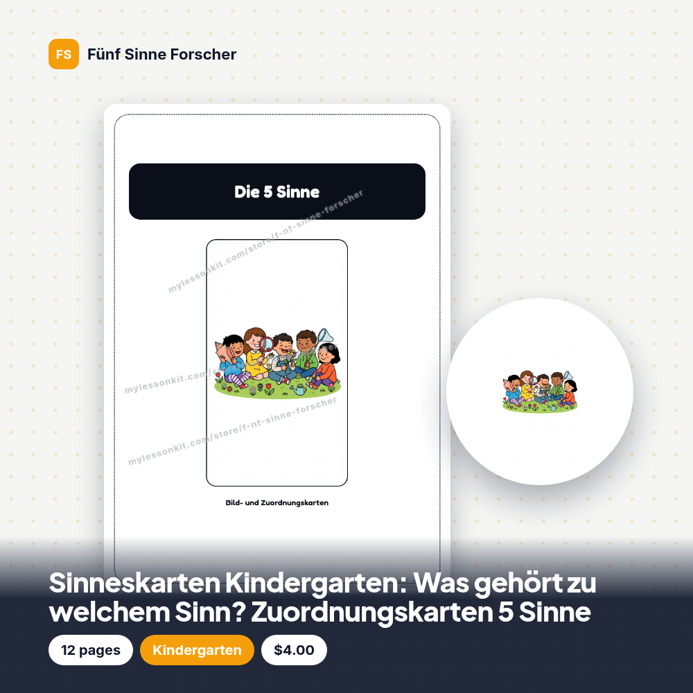 Sinneskarten Kindergarten: Was gehört zu welchem Sinn? Zuordnungskarten 5 Sinne