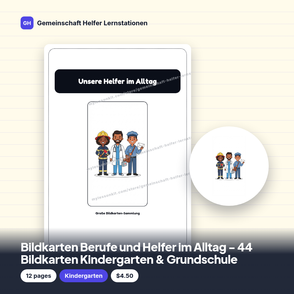 Bildkarten Berufe und Helfer im Alltag - 44 Bildkarten Kindergarten & Grundschule