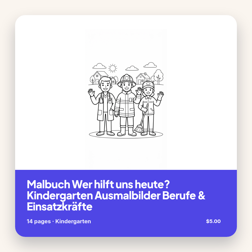 Malbuch Wer hilft uns heute? Kindergarten Ausmalbilder Berufe & Einsatzkräfte