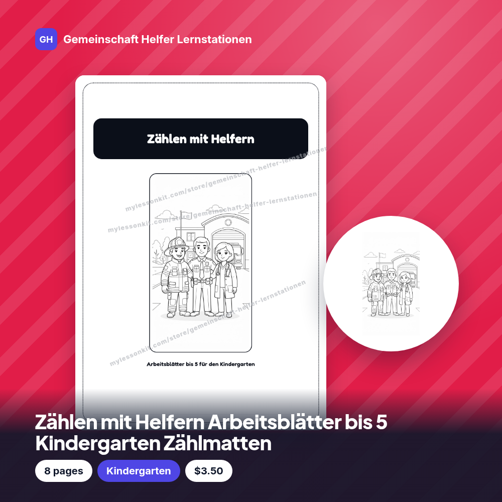 Zählen mit Helfern Arbeitsblätter bis 5 Kindergarten Zählmatten