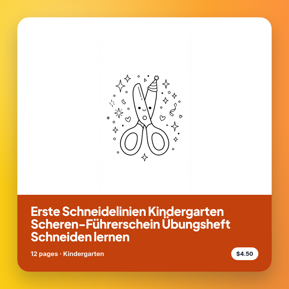 Erste Schneidelinien Kindergarten Scheren-Führerschein Übungsheft Schneiden lernen