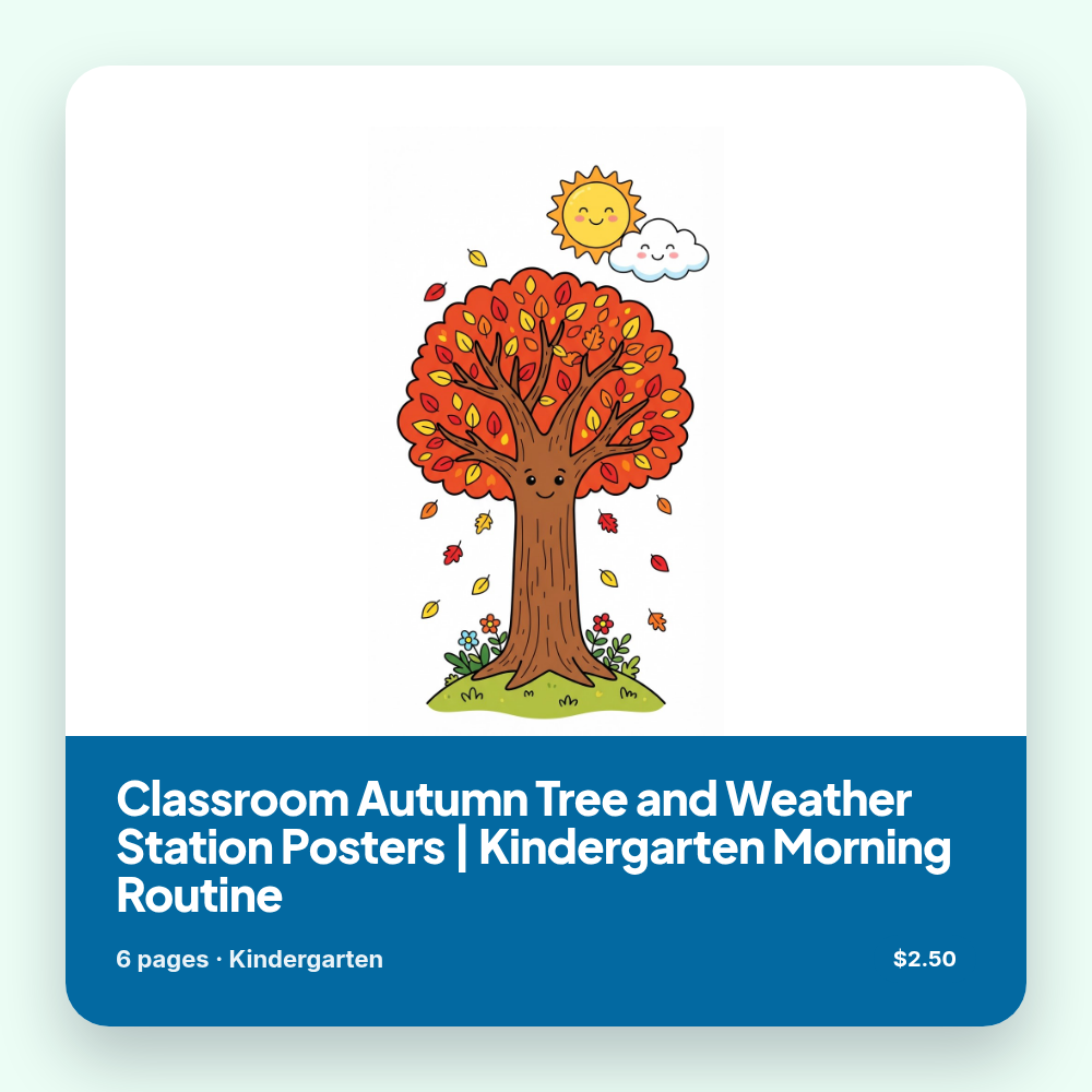 Classroom Autumn Tree and Weather Station Posters | Kindergarten Morning Routine