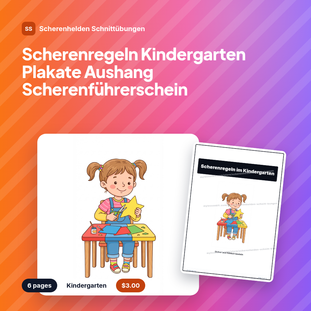 Scherenregeln Kindergarten Plakate Aushang Scherenführerschein