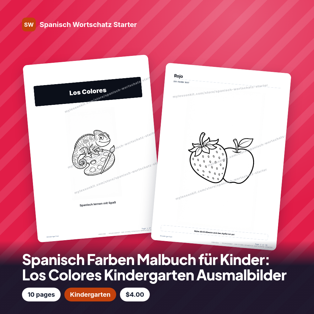 Spanisch Farben Malbuch für Kinder: Los Colores Kindergarten Ausmalbilder