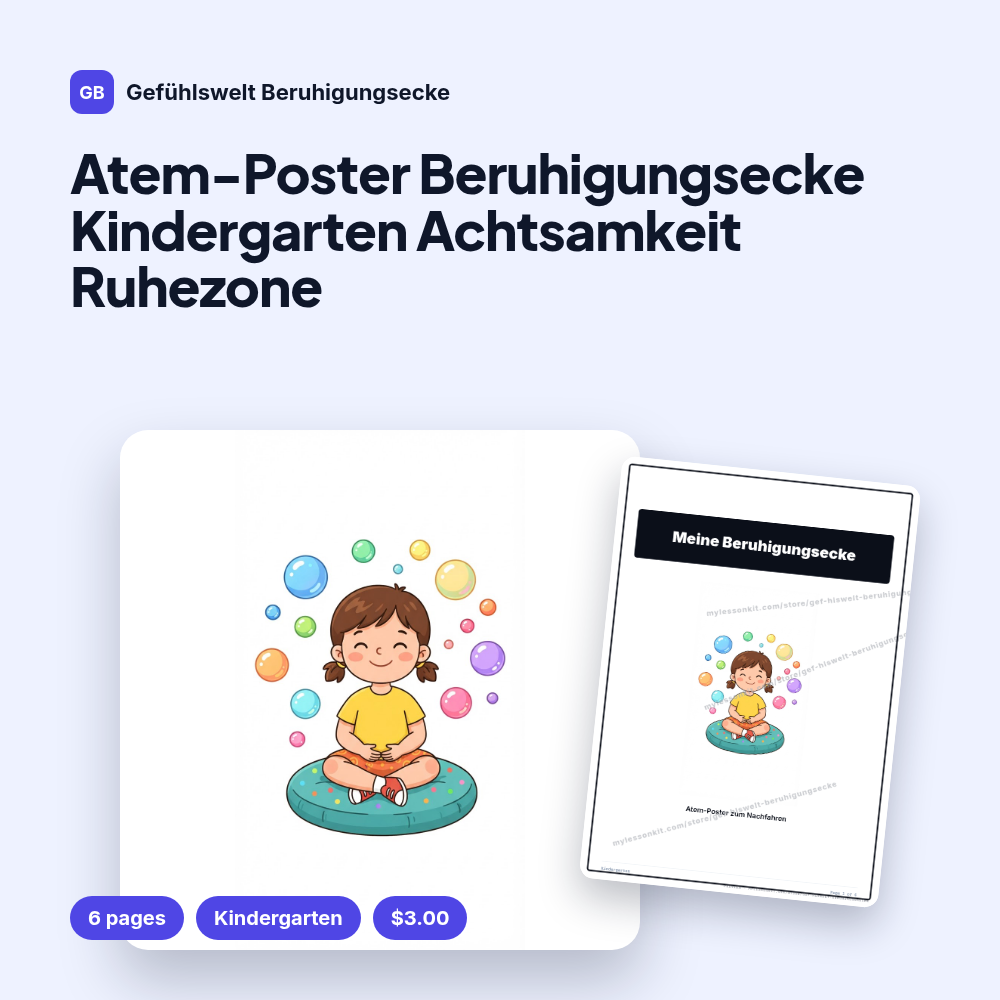 Atem-Poster Beruhigungsecke Kindergarten Achtsamkeit Ruhezone
