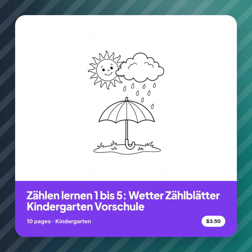 Zählen lernen 1 bis 5: Wetter Zählblätter Kindergarten Vorschule