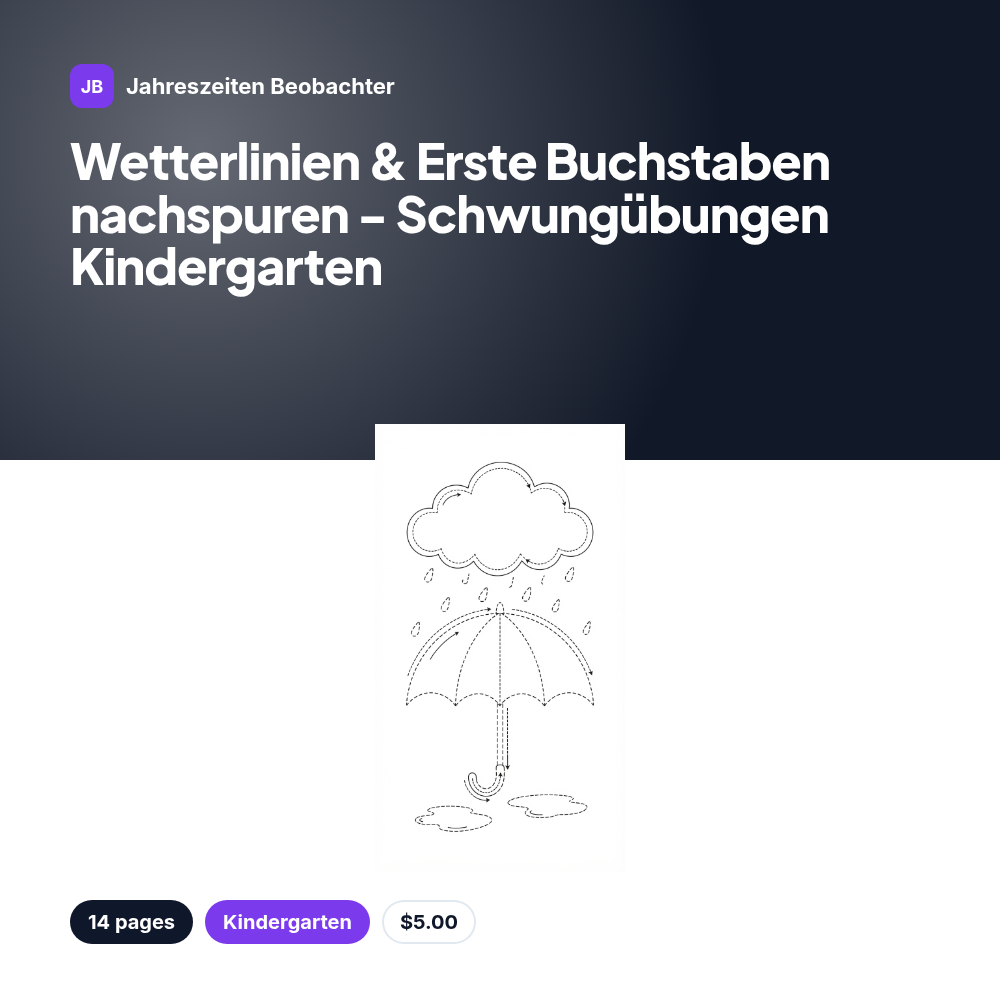Wetterlinien & Erste Buchstaben nachspuren - Schwungübungen Kindergarten