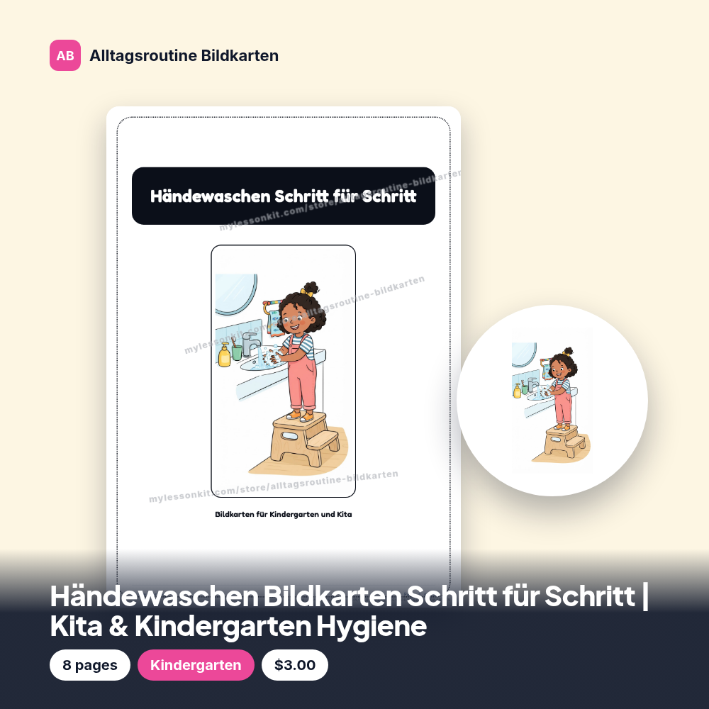 Händewaschen Bildkarten Schritt für Schritt | Kita & Kindergarten Hygiene