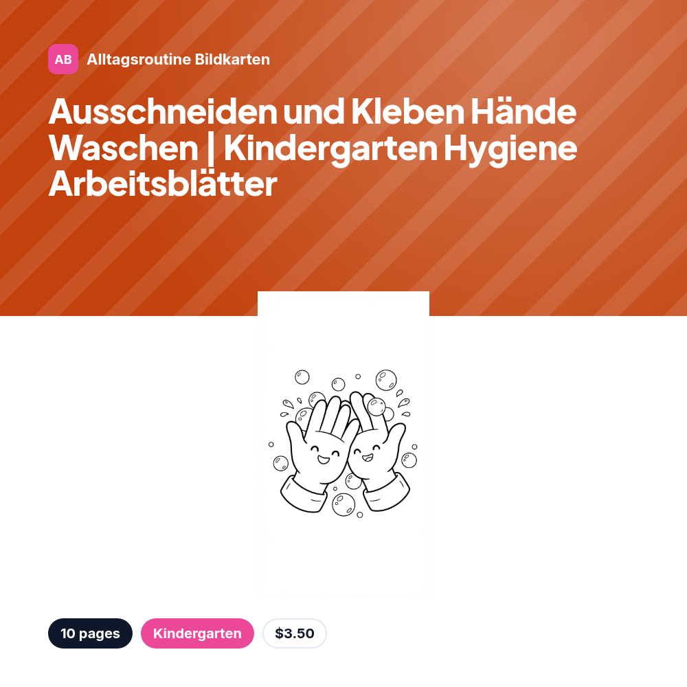 Ausschneiden und Kleben Hände Waschen | Kindergarten Hygiene Arbeitsblätter