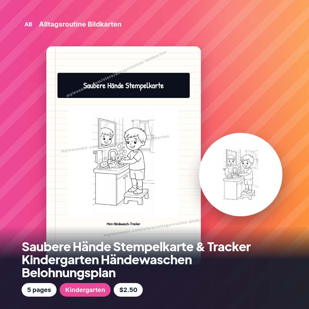 Saubere Hände Stempelkarte & Tracker Kindergarten Händewaschen Belohnungsplan