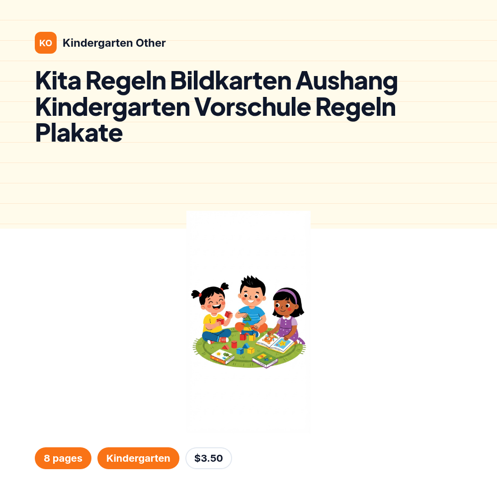 Kita Regeln Bildkarten Aushang Kindergarten Vorschule Regeln Plakate
