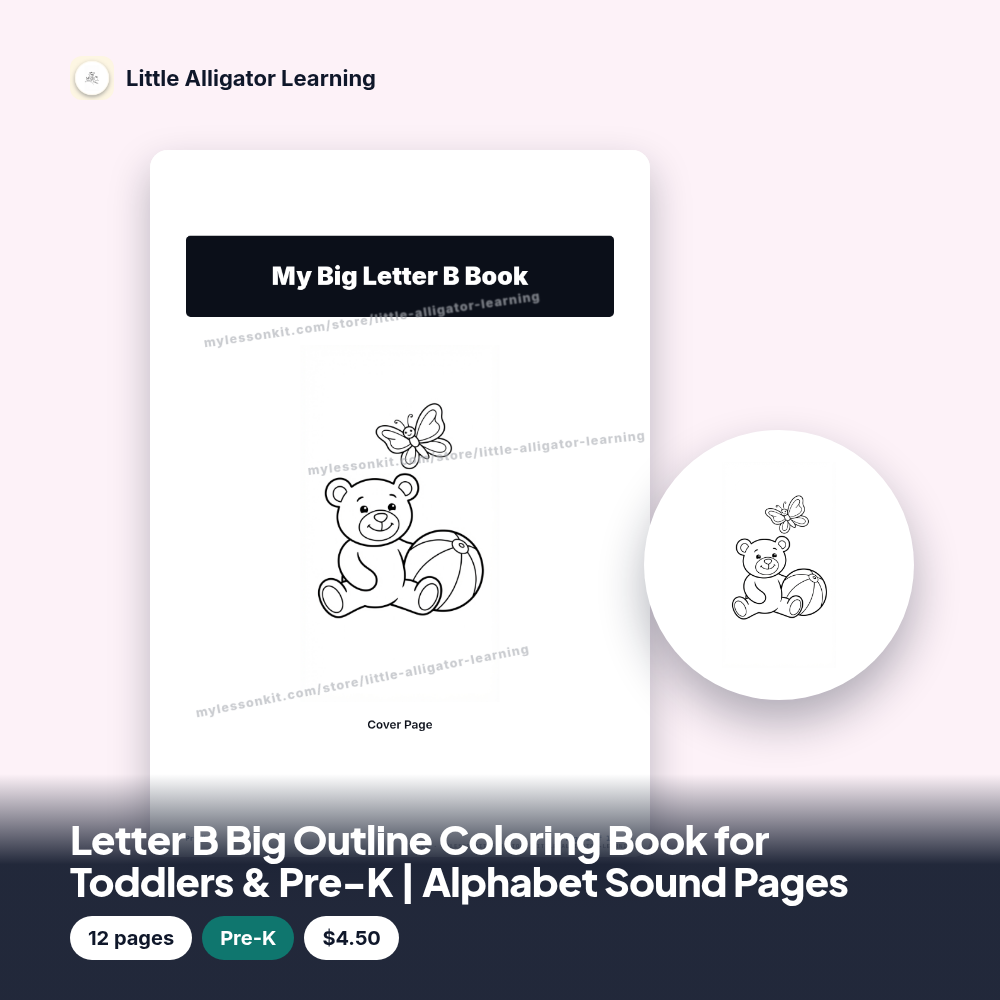 Letter B Big Outline Coloring Book for Toddlers & Pre-K | Alphabet Sound Pages