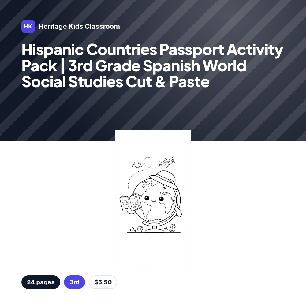 Hispanic Countries Passport Activity Pack | 3rd Grade Spanish World Social Studies Cut & Paste