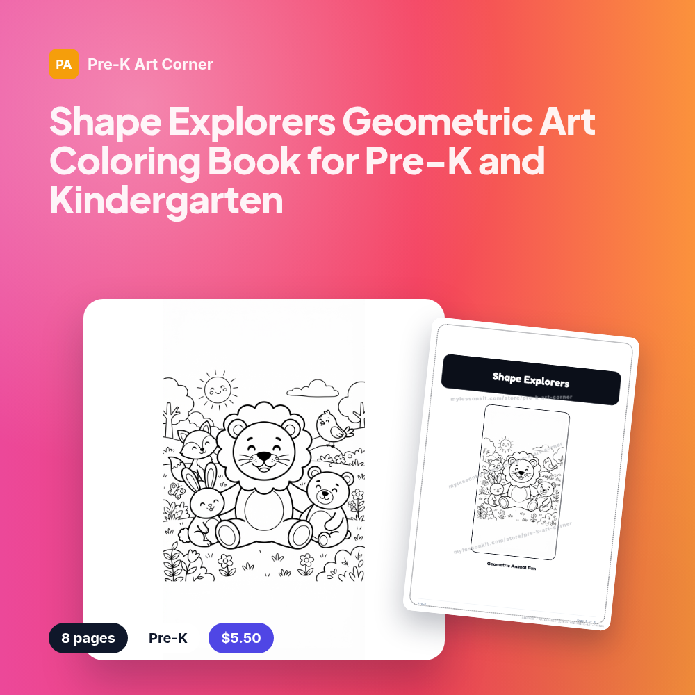 Shape Explorers Geometric Art Coloring Book for Pre-K and Kindergarten