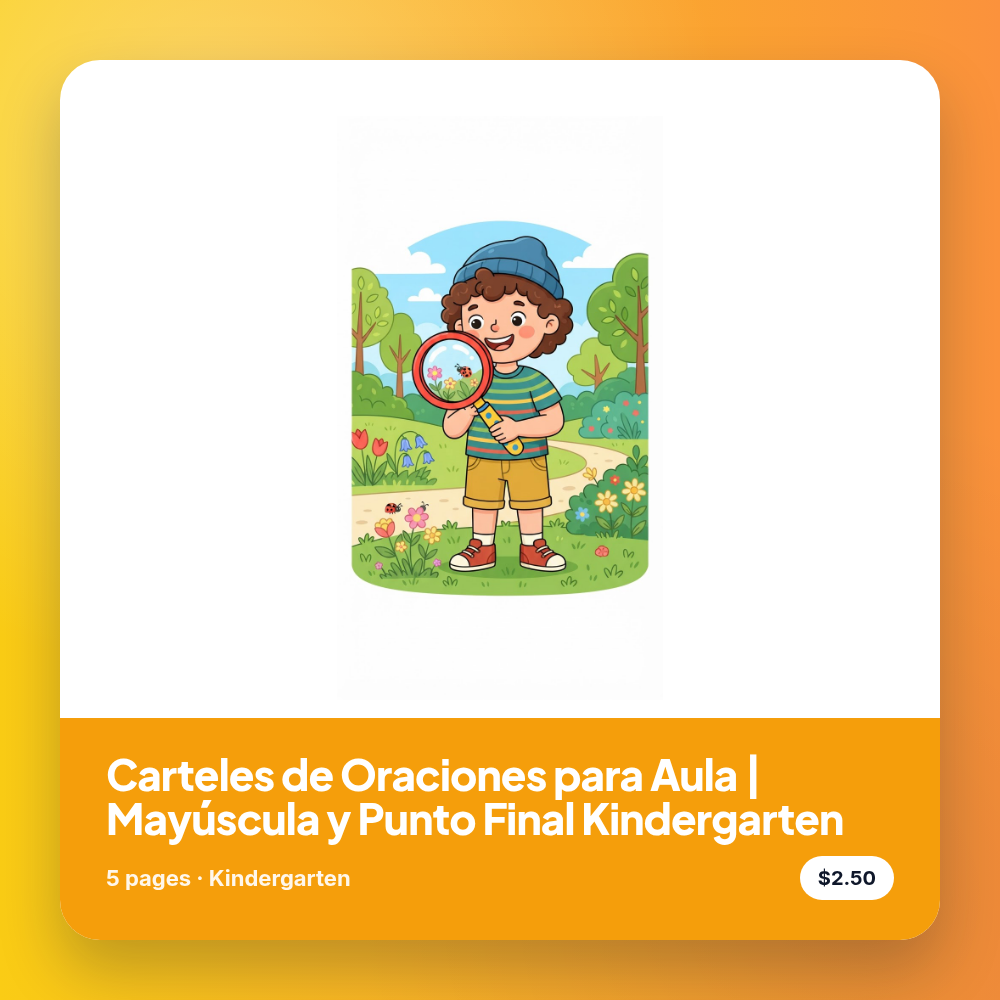 Carteles de Oraciones para Aula | Mayúscula y Punto Final Kindergarten
