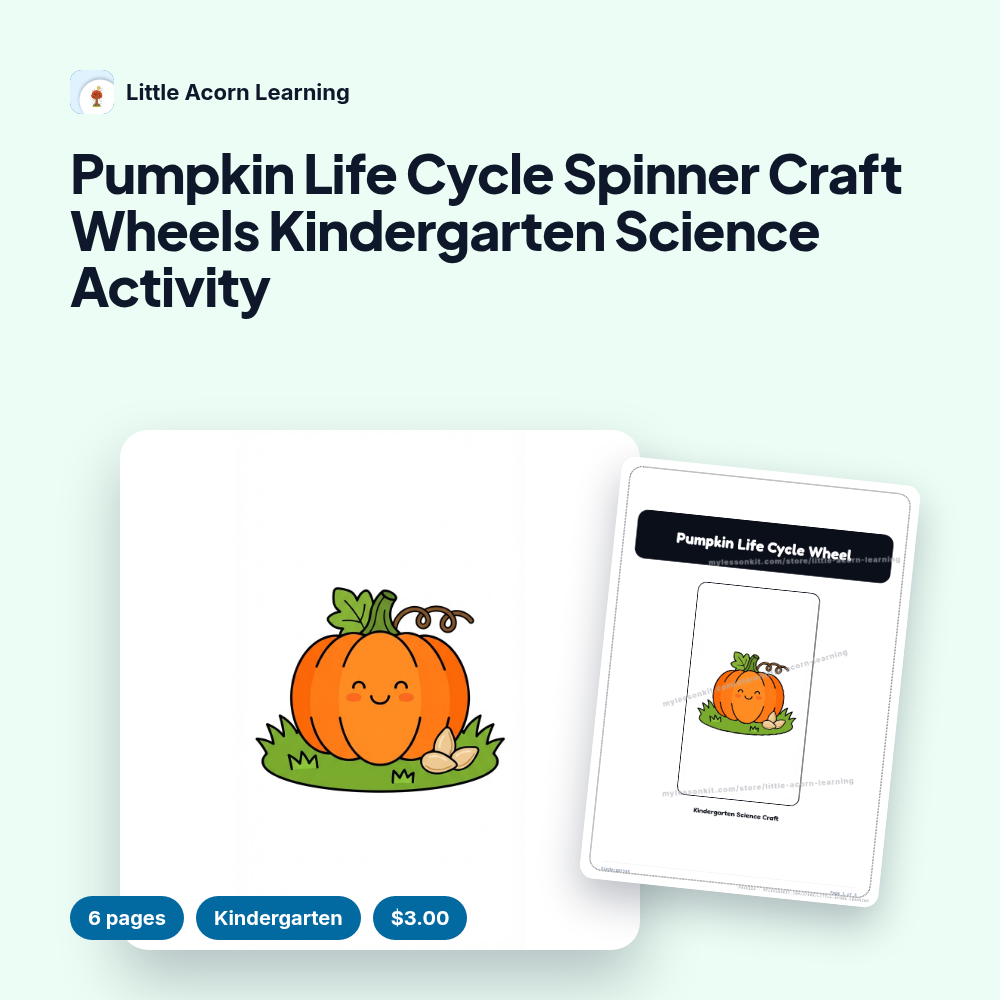 Pumpkin Life Cycle Spinner Craft Wheels Kindergarten Science Activity
