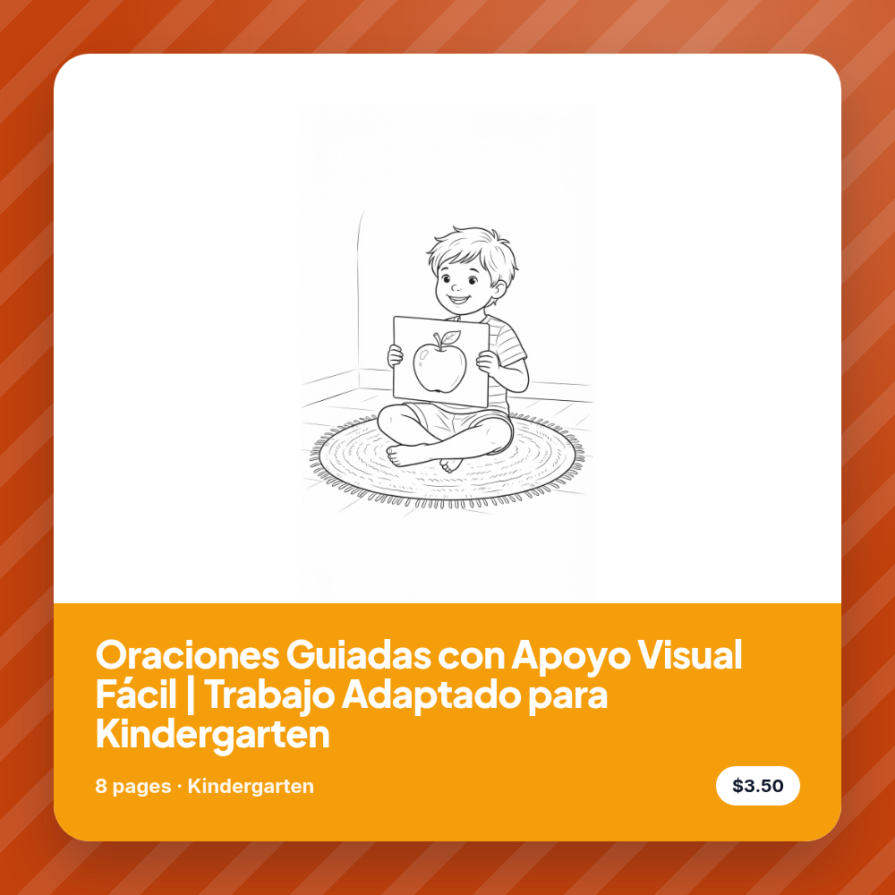 Oraciones Guiadas con Apoyo Visual Fácil | Trabajo Adaptado para Kindergarten